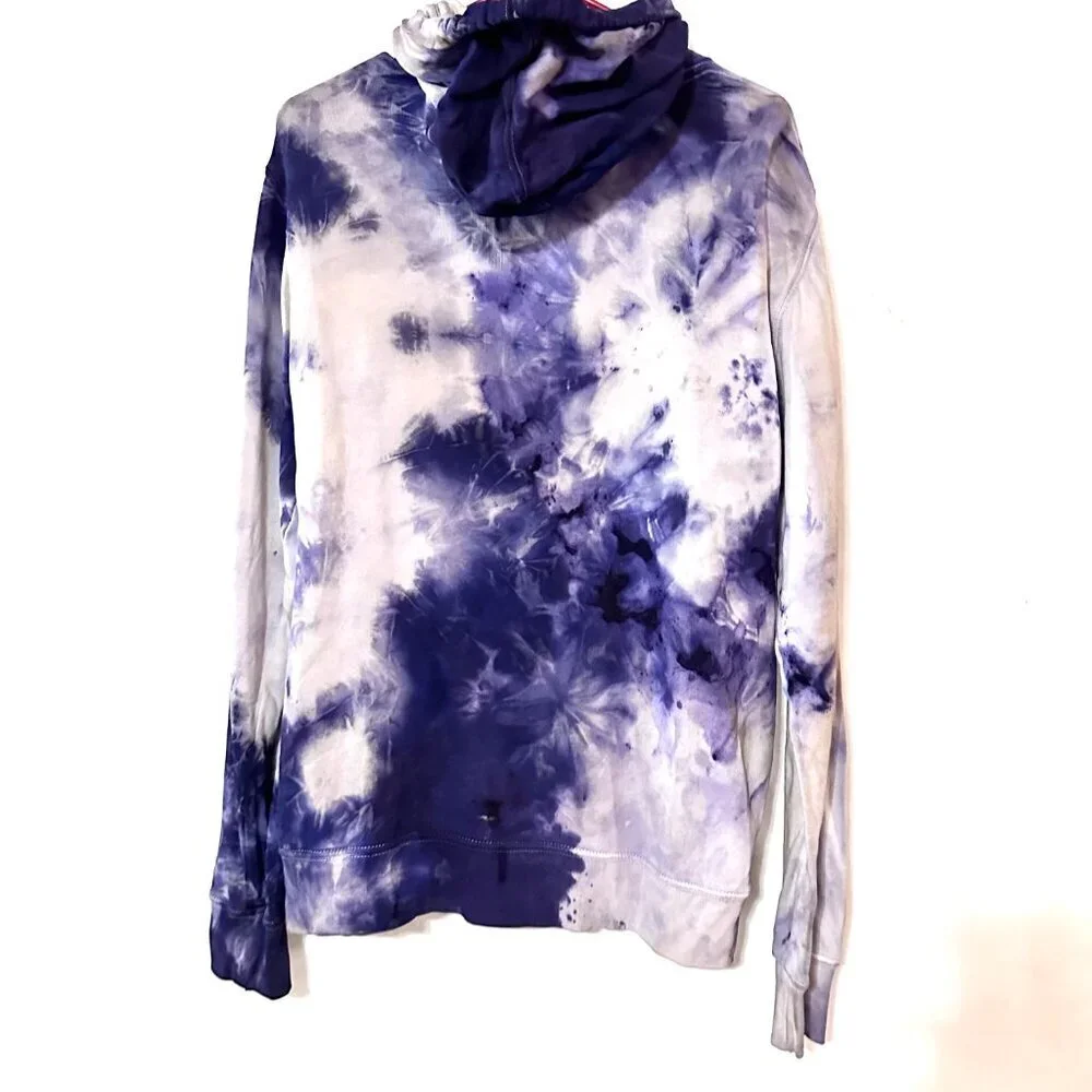 True Religion Tie Dye Hoodie Pullover Sweatshirt Blue Size Medium Unisex Dyed